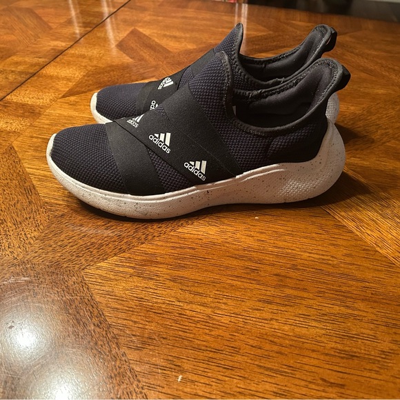 Adidas Black Slip-On Athletic Shoes with White Sole - Picture 1 of 3